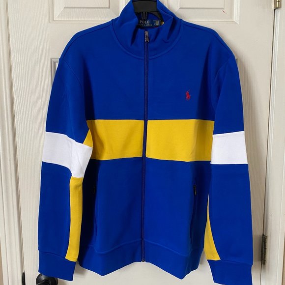 Polo Ralph Lauren Double Knit Mesh Full Zip Track Jacket Pacific Royal Multi